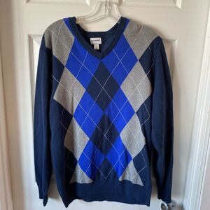 Old Navy Men’s Large Argyle Sweater V Neck Lightweight Long Sleeve